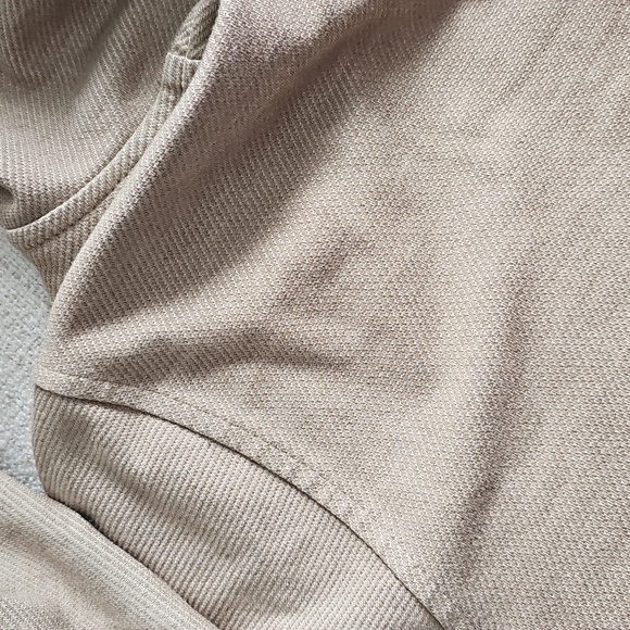 Rachel Zoe Tan Zip-Up Lightweight Hoodie Half Zop Gold Zipper Size L - Picture 7 of 8